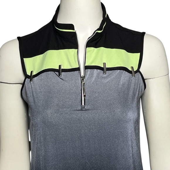 Jamie Sadock Gray Ombre 1/4 Zip Artsy Sleeveless Golf Polo Shirt Tank Top Size M - Picture 2 of 6